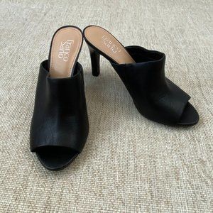 Franco Sarto Leather Peep Toe Slide Mule Heels